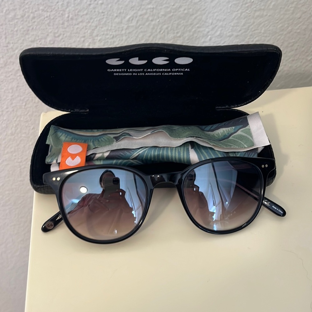 garrett leight wellesley 48 black / silver mirror sunglasses